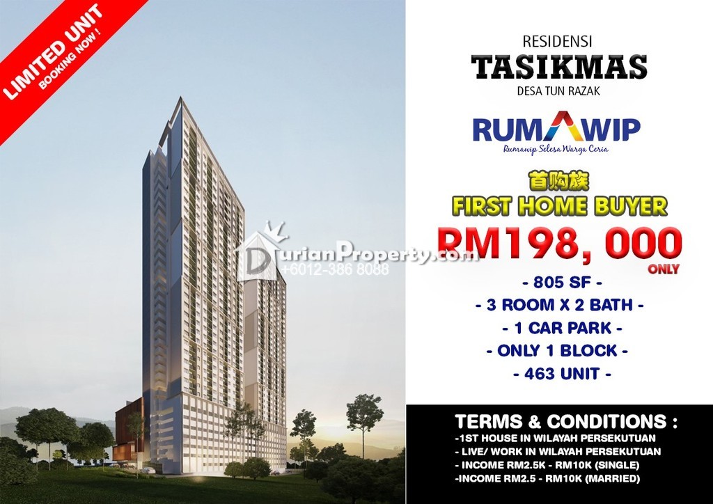 Apartment For Sale at Desa Tun Razak, Kuala Lumpur for RM 