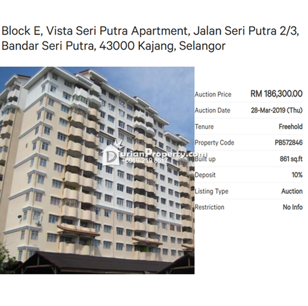 Apartment For Auction At Vista Seri Putra Bandar Seri Putra For Rm 186 300 By Zainal Abidin Durianproperty