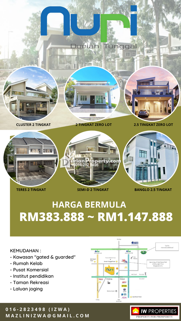 Terrace House For Sale at Taman Nuri Durian Tunggal, Durian Tunggal
