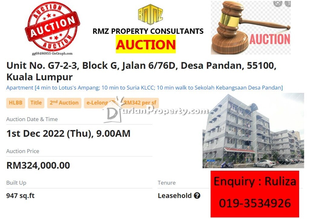 Apartment For Auction at Desa Pandan Apartment, Desa Pandan