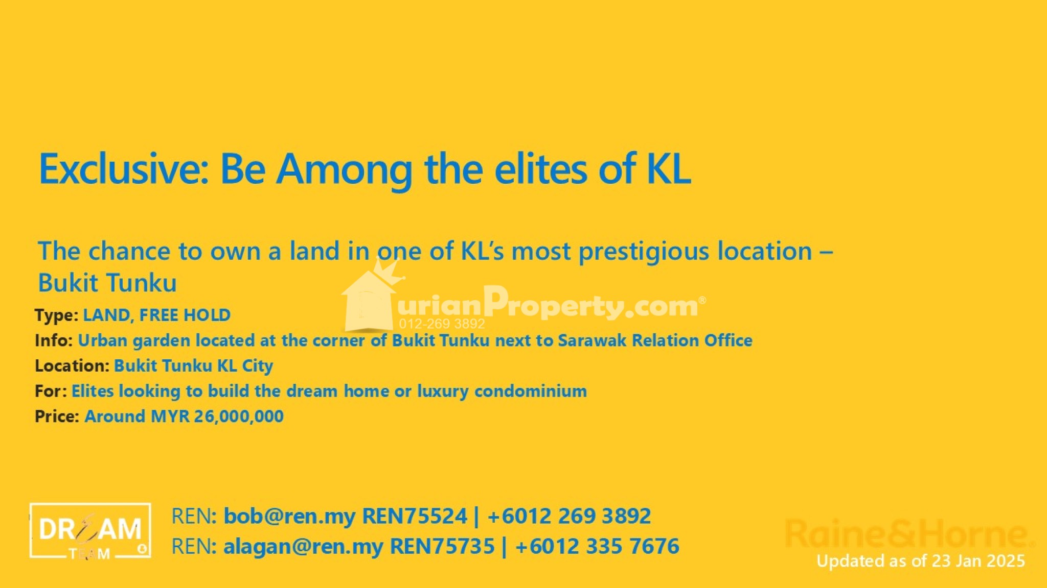 Residential Land For Sale at Bukit Tunku