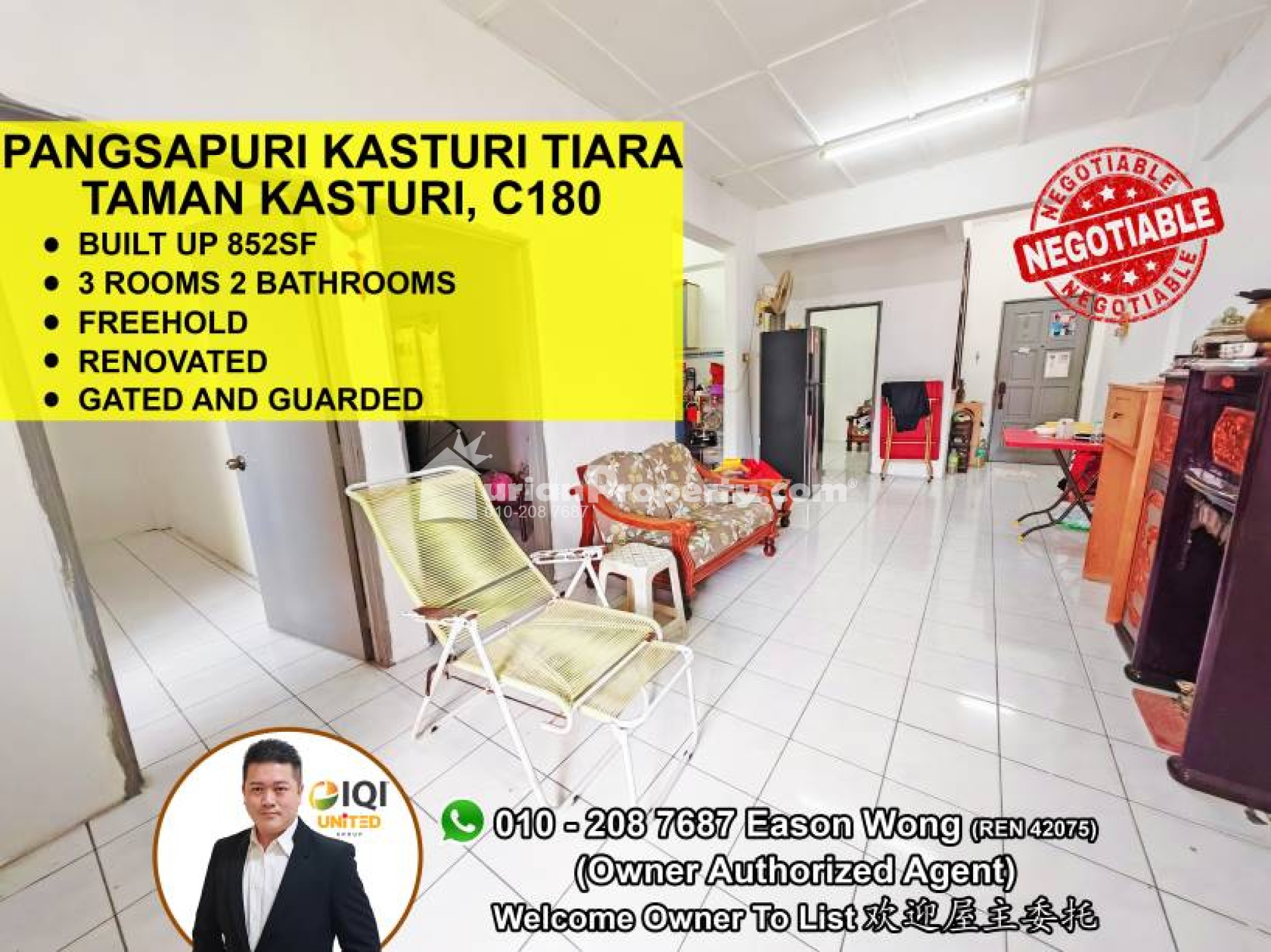 Apartment For Sale at Pangsapuri Kasturi Tiara