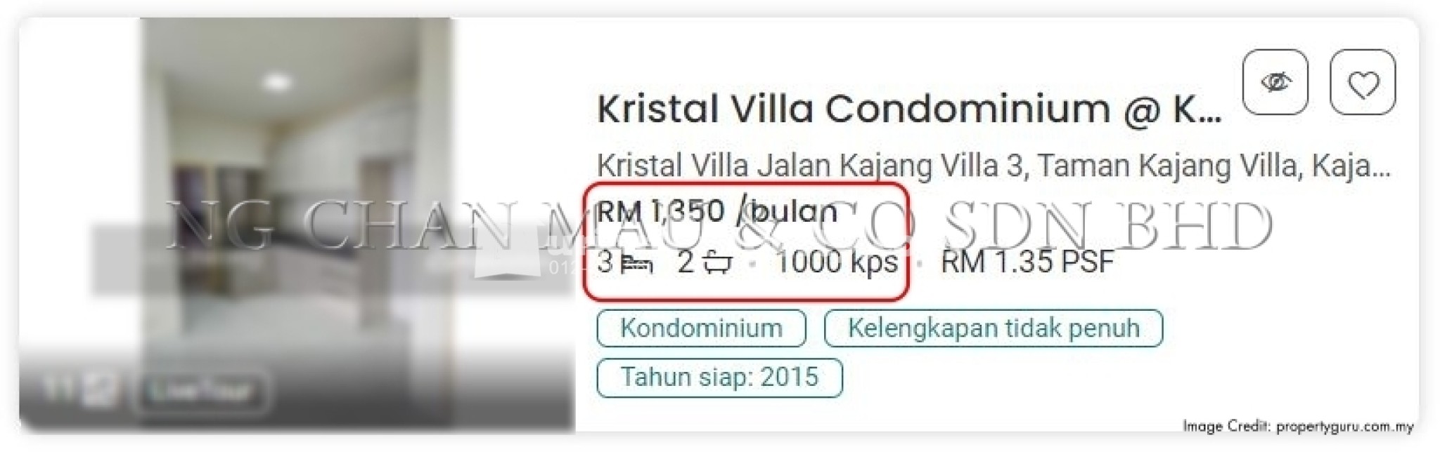 Apartment For Auction at Kristal Villa