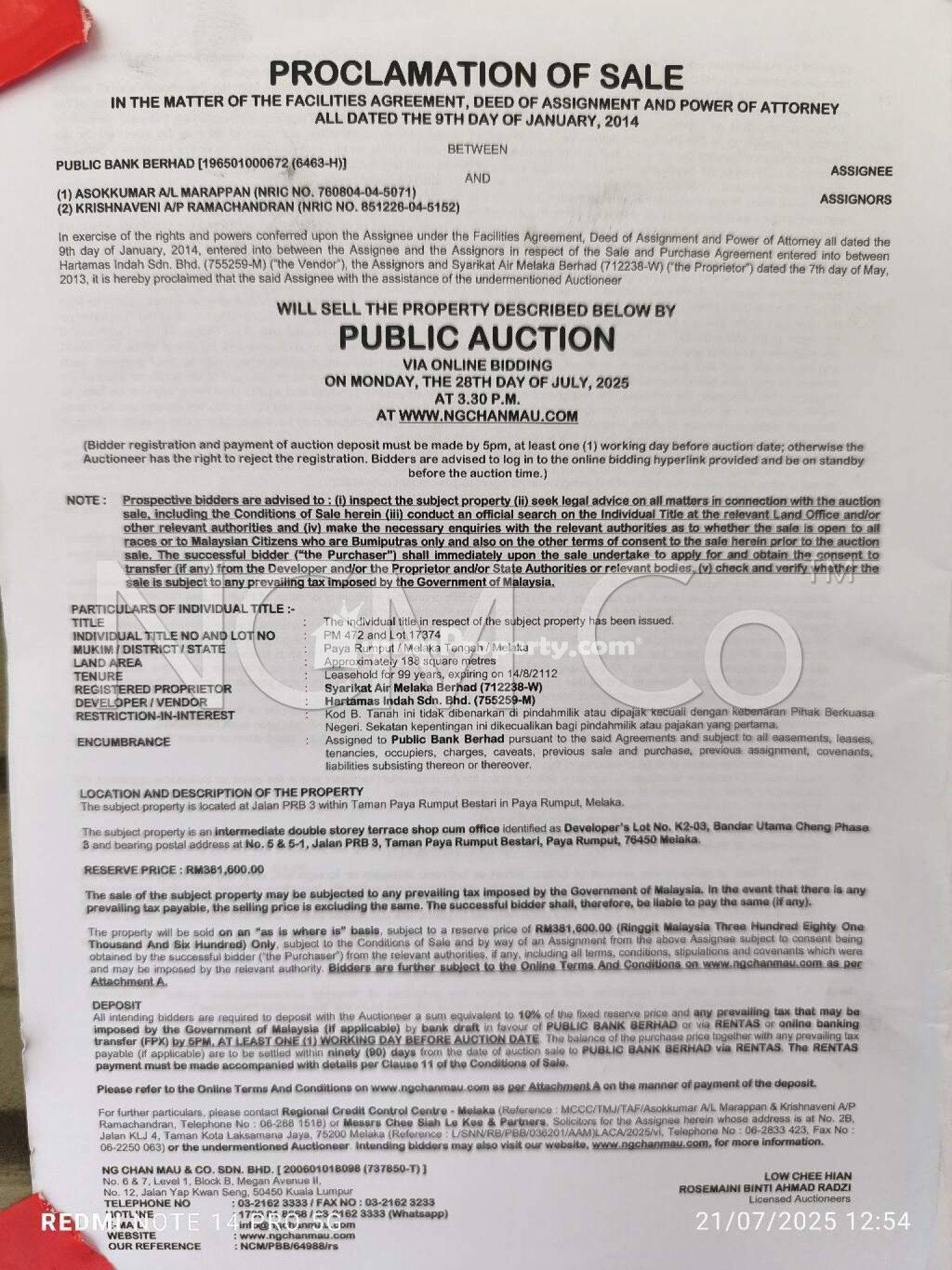 Office For Auction at Taman Paya Rumput Bestari