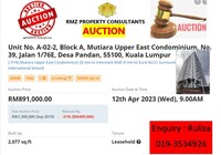 Condo For Auction at Mutiara Upper East, Ampang Hilir
