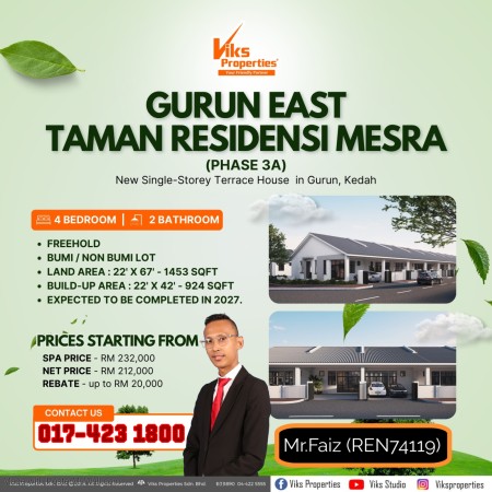 Terrace House For Sale at Taman Residensi Mesra