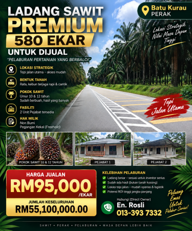 Agriculture Land For Sale at Batu Kurau