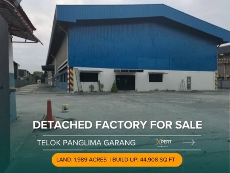 Detached Warehouse For Sale at Kawasan Perindustrian Telok Panglima Garang