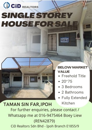 Terrace House For Sale at Taman Sinfar