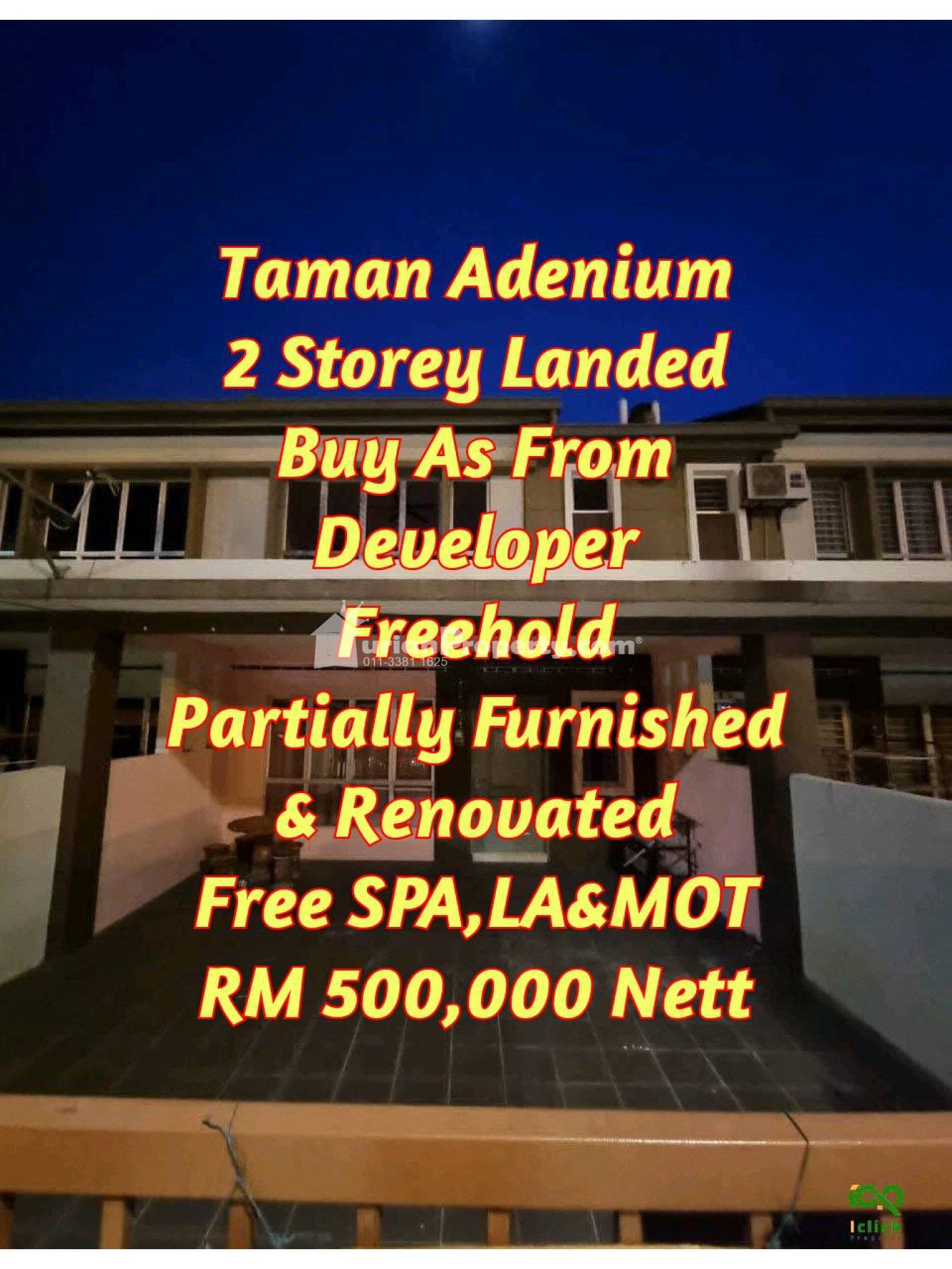 Terrace House For Sale at Taman Adenium